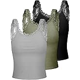 Sintege Women's Lace Patchwork Tank Top Lace Camisole Tank Sleeveless Cami Crop Y2k Tops