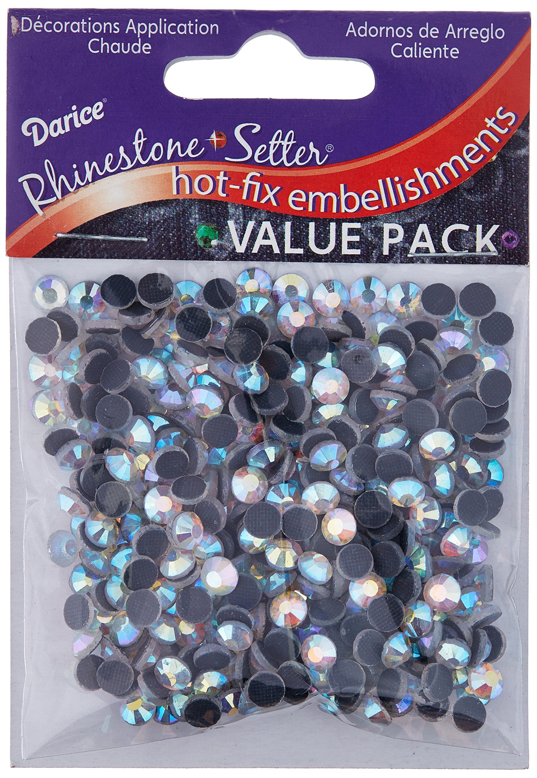 Darice Rhinestone Setter Hot-Fix Glass Stones 5mm 400/Pkg-Crystal, AB Clear Crystal, 1 Pack