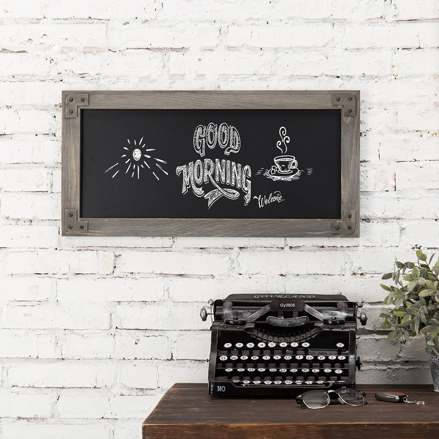 MyGift Rustic 25-Inch Wall-Mounted Chalkboard Sign with Gray Wood Frame: Kitchen & Dining