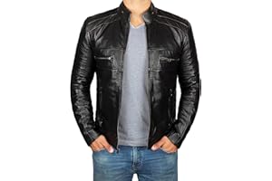 Decrum Real Leather Jacket Men - Motorcycle Black and Brown Leather Jacket