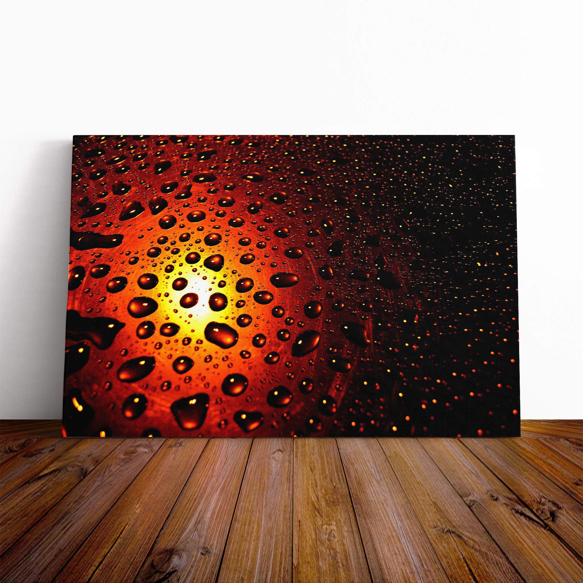 Wall Water Droplet Rain Abstract Art (5) Canvas Print | Gallery Wrapped 30mm Frame Wall Art | 20x14 inches | Ready to Hang | Abstract Landscape Picture | Living Room Bedroom Lounge Office