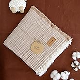 BROSS 100% Cotton Baby Muslin Blanket 4 Layers, Swaddle Blanket for Newborn Babies, 110 * 120 cm, Newborn (Camel)