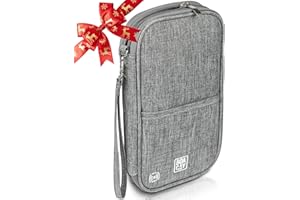 BOACAY Travel Document Organizer with RFID, Family Passport Holder, Wallet for Women & Men, Portable & Waterproof Case for Cards, Boarding Pass, Money