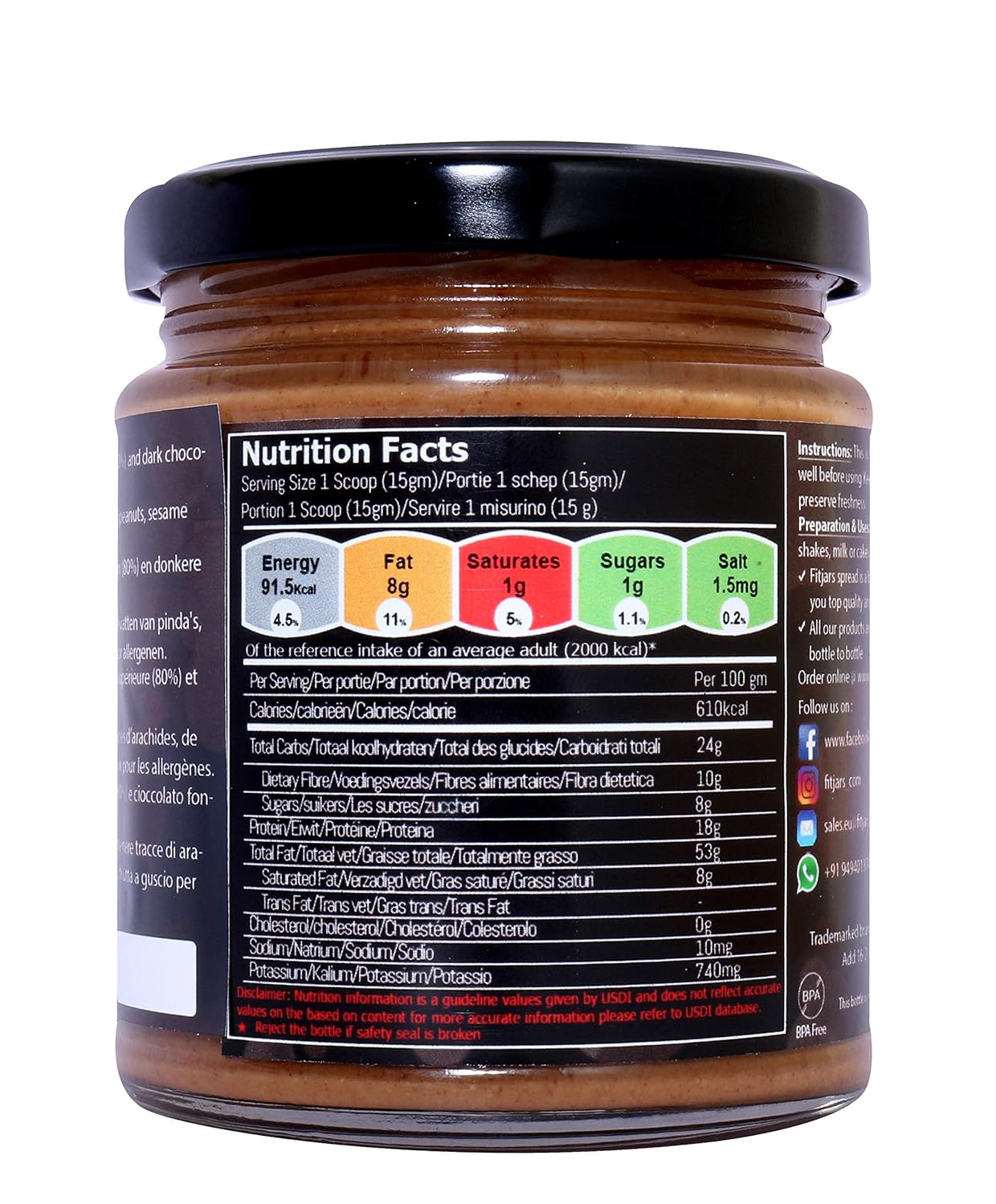 Mantequilla de almendras Fitjars con chocolate oscuro -200g ...