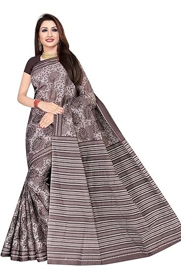 Womens pure cotton saree without blouse piece (2235_Grey)
