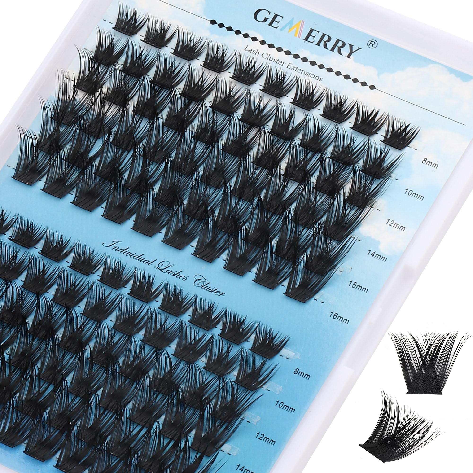 Cluster Lashes D Curl 8-16 Mixed 120pcs Cluster Eyelash Extensions Clusters Eyelash Individual Mega Volume Ribbon Lashes Wide Stem Natural Lashes DIY Lash Extensions GEMERRY Lashes (KLS45-D-8-16MIX) — image 1