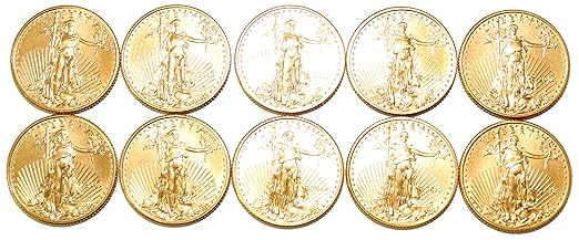 1986 2018 Gold Eagle 110 Oz Random Years Set Of 10 Bu