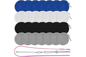 FFNIU 28 Pack Shorts String Replacement with Flexible Threader, Black White Draw String Replacer for Jackets Coats Pants Swim Trunks Shoe Laces Tote Bags 51" Long, Replacement Drawstrings for Sweatpants