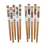 10 Pairs Reusable Bamboo Chopsticks, Samurai&Semo