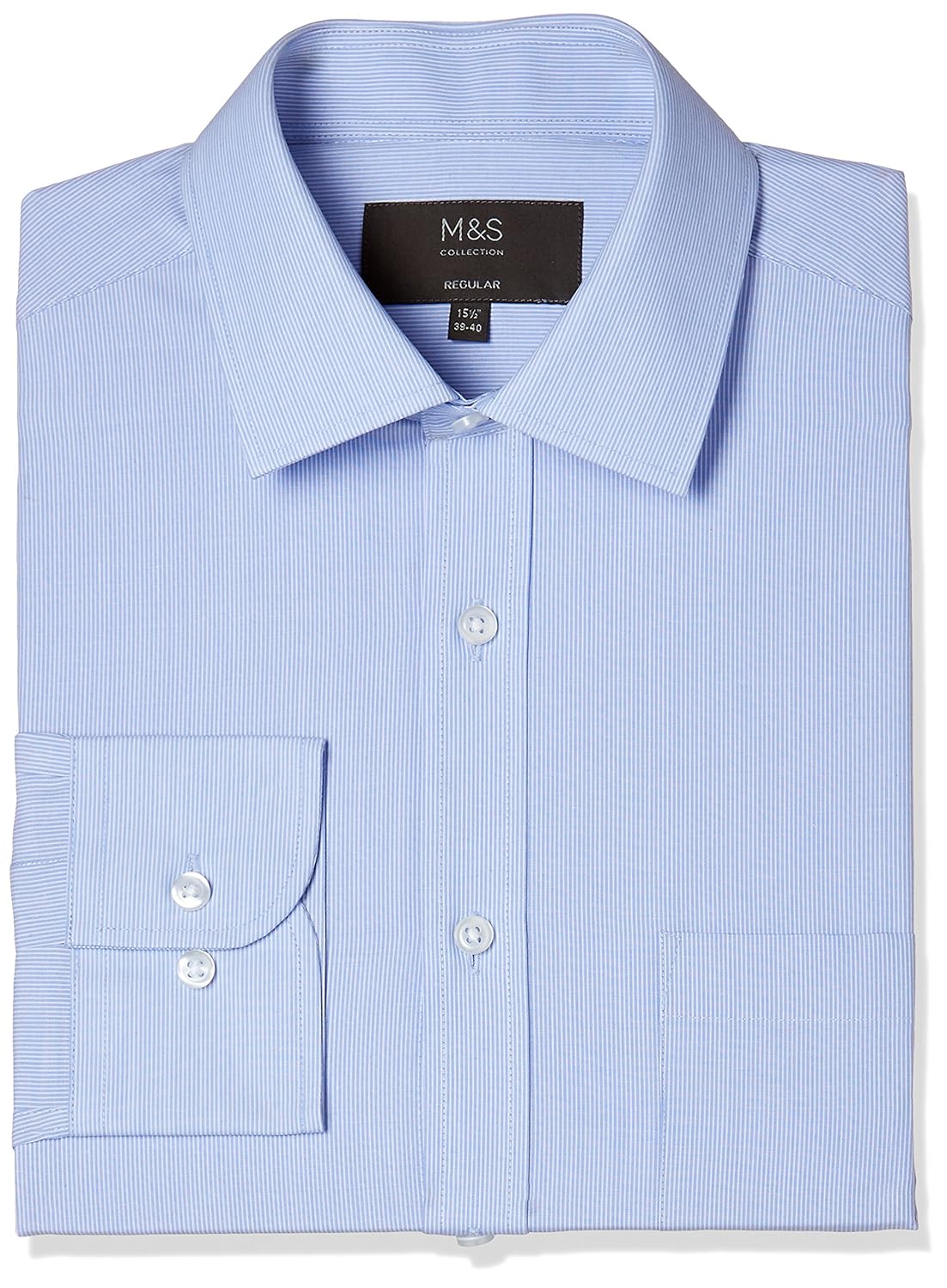 marks & spencer men's plain regular fit formal shirt