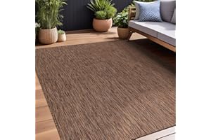 Beverly Rug Indoor Outdoor Rug 10x14, Washable Outside Carpet for Patio, Deck, Porch, Solid Modern Area Rug, Water Resistant, Gold Brown