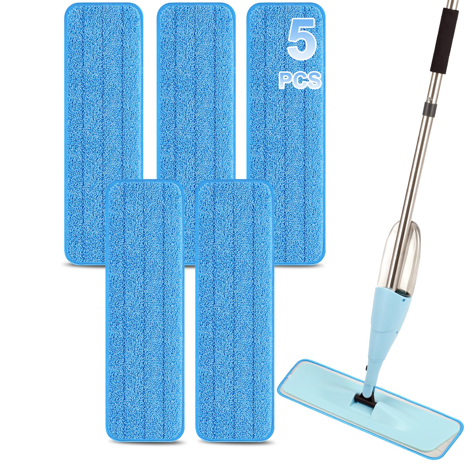 Photo 1 of 18 inch Reusable Mop Pads Microfiber Spray Mop Replacement Heads for Wet/Dry Mops Compatible with Bona Floor Care System (5 Pack)