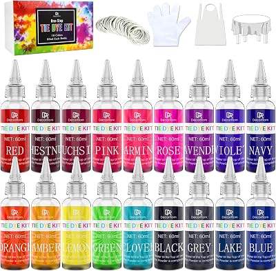 DecorRom Tie Dye Kit 18 Colours - Vibrant Fabric Dye for Shirts & more