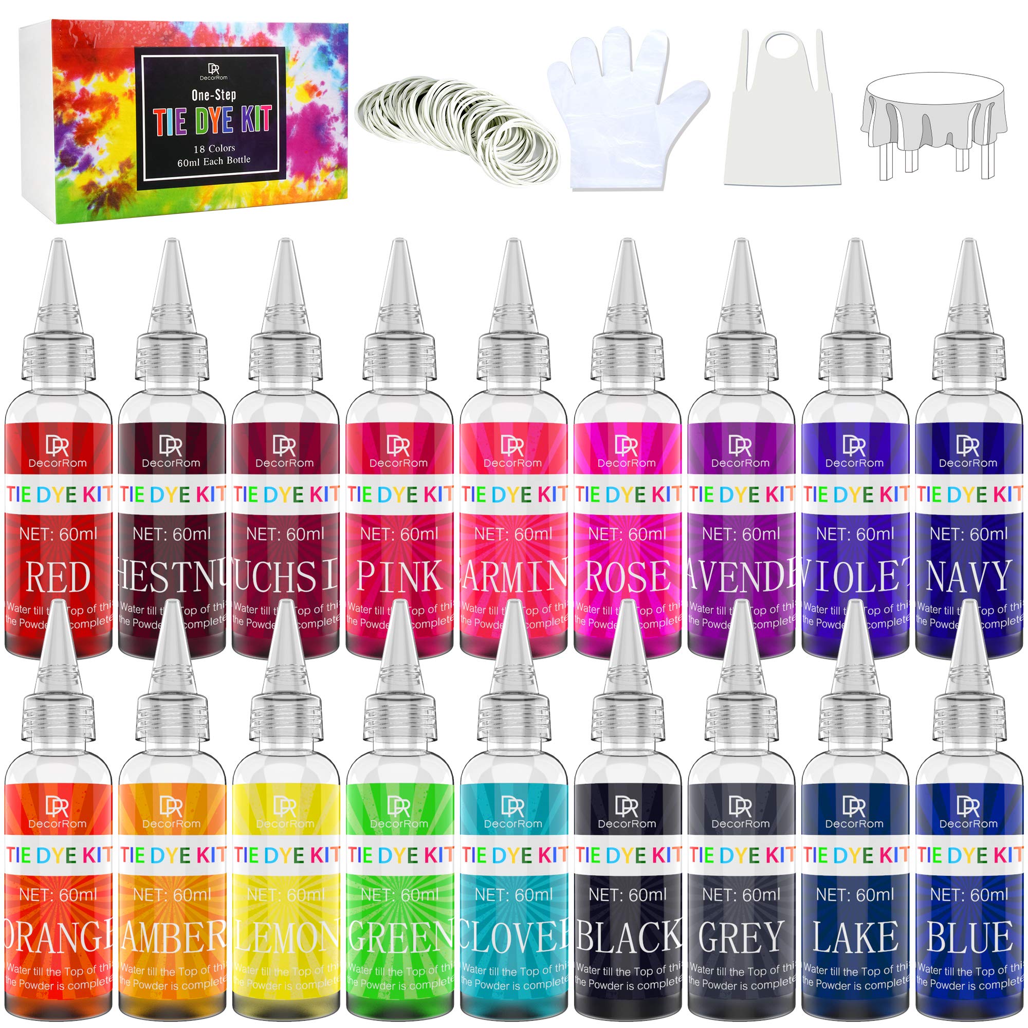 Tie Dye Kit 18 Colours – Vivid Fabric Dye Paint for Children and Adults DIY Clothing Painting – Permanent Graffiti Dye Powders All-In-1 for T-Shirts, Shirts, Parties, Hoodie