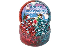 Polar Bear Blue & Red Bingsu Slime, Non-Sticky Glimmer Crunchy Slime, Slimes Party Favors for Kids, Slimes Sensory Toys Girls