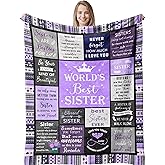 Remwiso Sister Birthday Gift Idea, Sisters Gifts from Sis, Best Sister Ever Gift for Women, Happy Birthday Gifts for Sisters Adult, to My Sis Soft & Cozy Purple Throw Blanket 60" x 50"