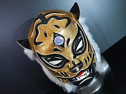 Amazon Com Rafale 666 Gold Tiger Mask Wrestling Mask Luchador Costume Wrestler Lucha Libre Mexican Tiger 2 Sports Outdoors