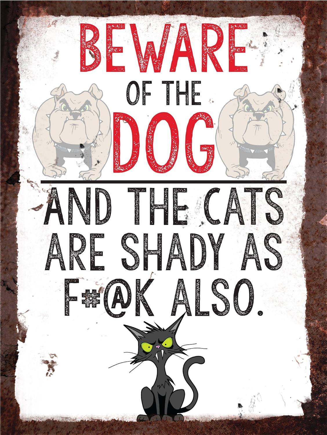 Garden Patio Garden Plaques Signs Cast Iron Garden Wall Fence Gate Shed Sign Beware Of The Dog Cat Shady Too Sign Bortexgroup Com