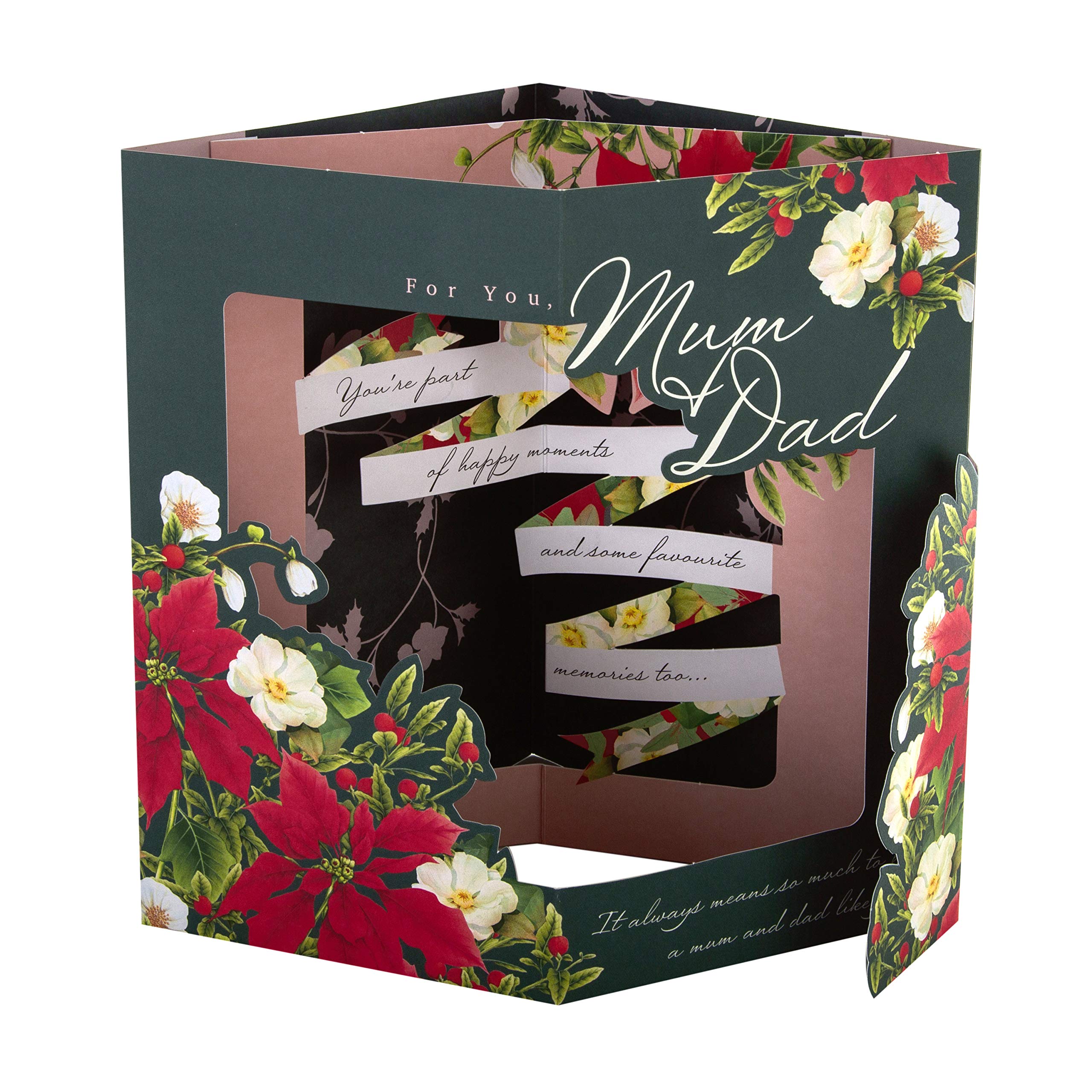 Hallmark Christmas Card for Mum and Dad - Traditional 3D Pop Up Floral Design