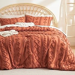 Bedsure Tufted Boho Comforter Set Twin - Terracotta