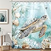 rzzlp Sea Turtle Blue Ocean Shower Curtain,Bathroom Shower Curtains Bathtub Home Decor Waterproof Fabric Machine Washable with 12 Hooks 72''×72''