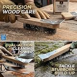 TDBS Wooden Handle 4 Row Steel Wire Brush Set with Scraper – 3 Pack view 3