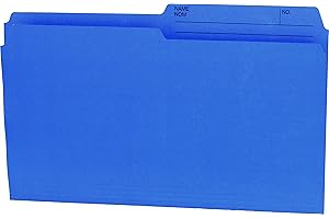 Hilroy 65162 Colored File Folders, Legal Size, 10.5 Point, Half Cut, Reversible, Blue, 100-Count