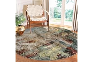 Lahome Modern Abstract Round Rug 6ft - Large Red Round Area Rugs for Bedroom, Machine Washable Soft Non Slip Living Room Mat Indoor Floor Carpet for Dining Coffee Table Hardwood Floor Playhouse