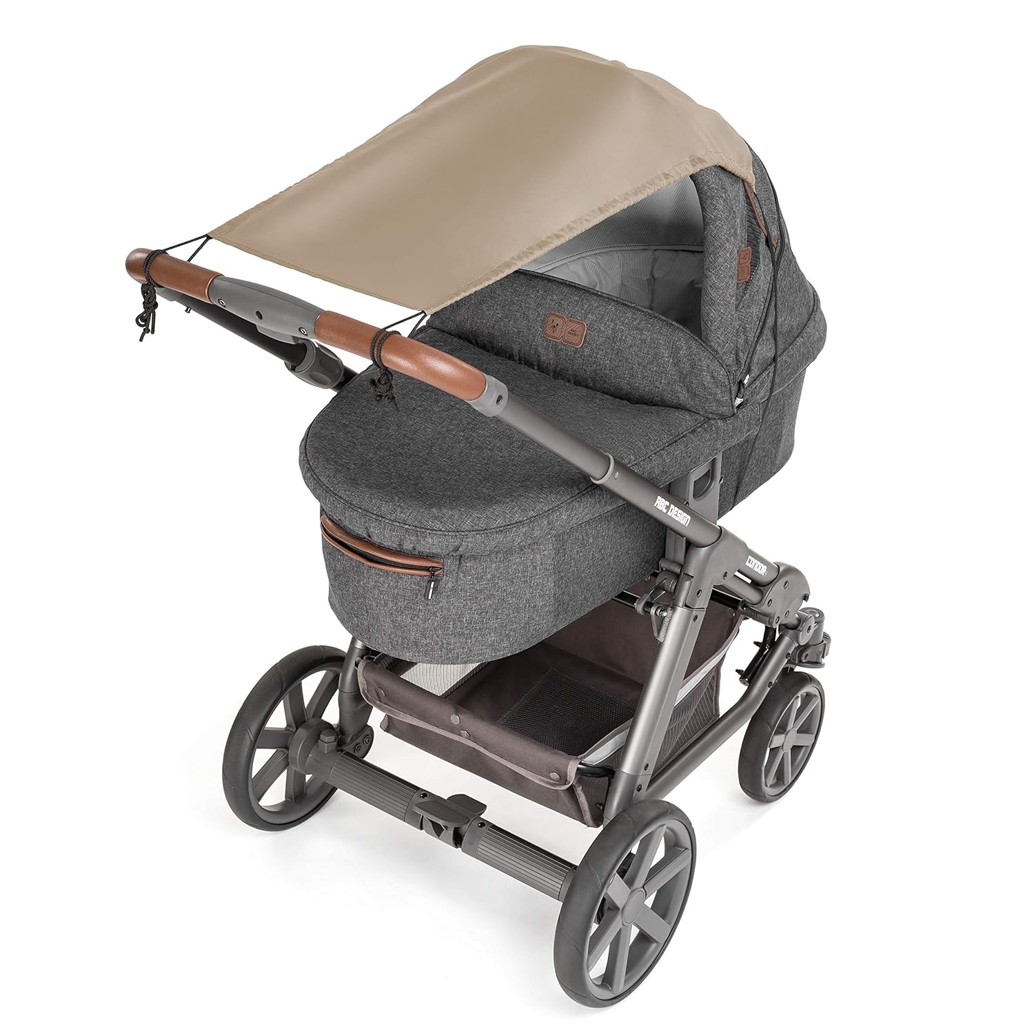 Zamboo Universal Sonnensegel - verstellbarer Kinderwagen Sonnenschutz mit UV Schutz 50 - flexibles Sonnenverdeck für Babywanne - Beige