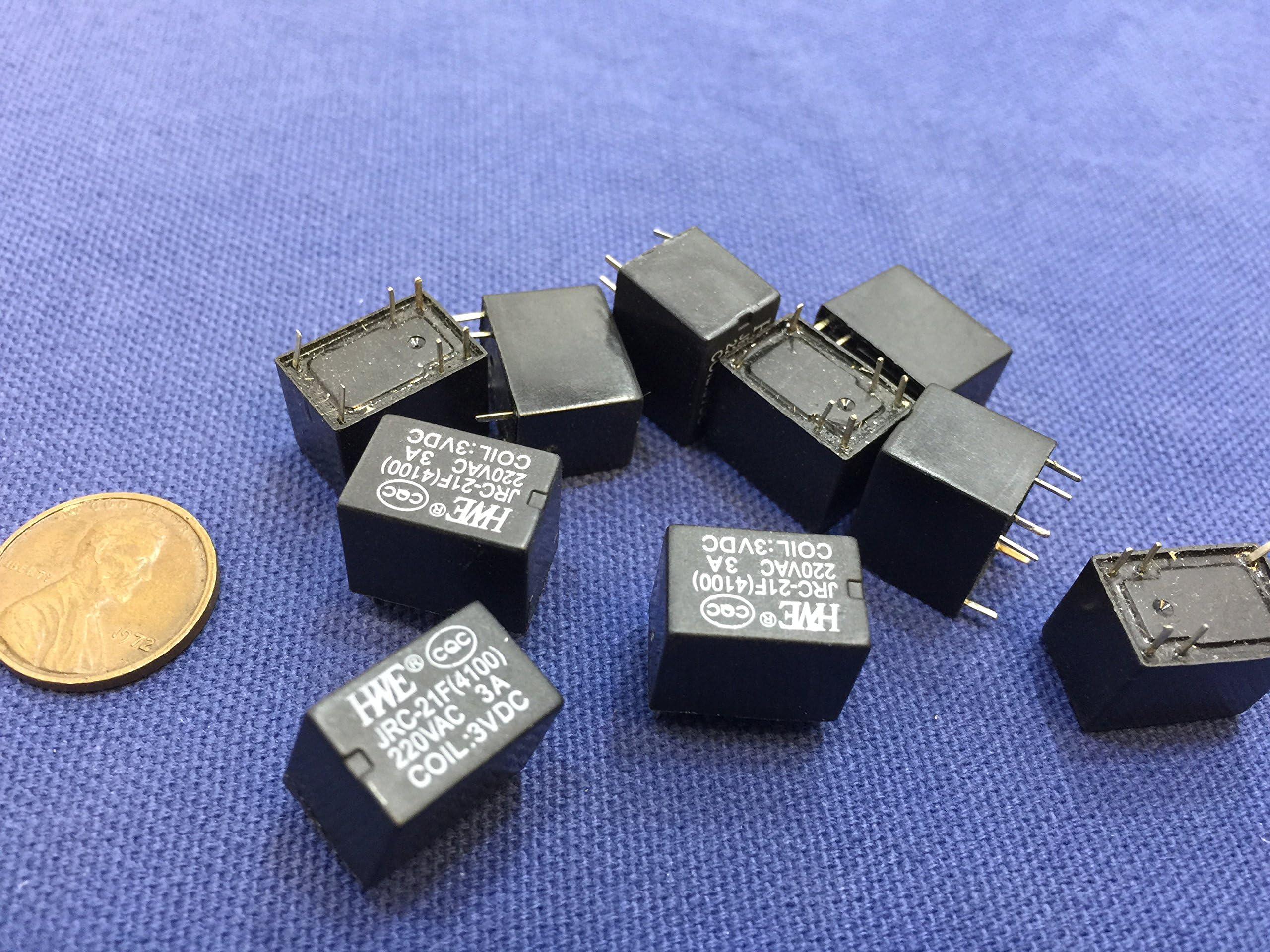 10 Pieces -3v - Black Miniature PCB Relay Jrc-21f 4100 Dc 3v 6 Pins C14