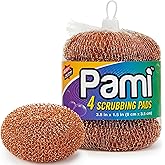 PAMI Heavy Duty Copper Scrubbers for Pots &amp; Pans,Non-Scratch,Reusable,4-Pk