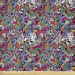 Ambesonne Hipster Fabric by The Yard, Music Themed