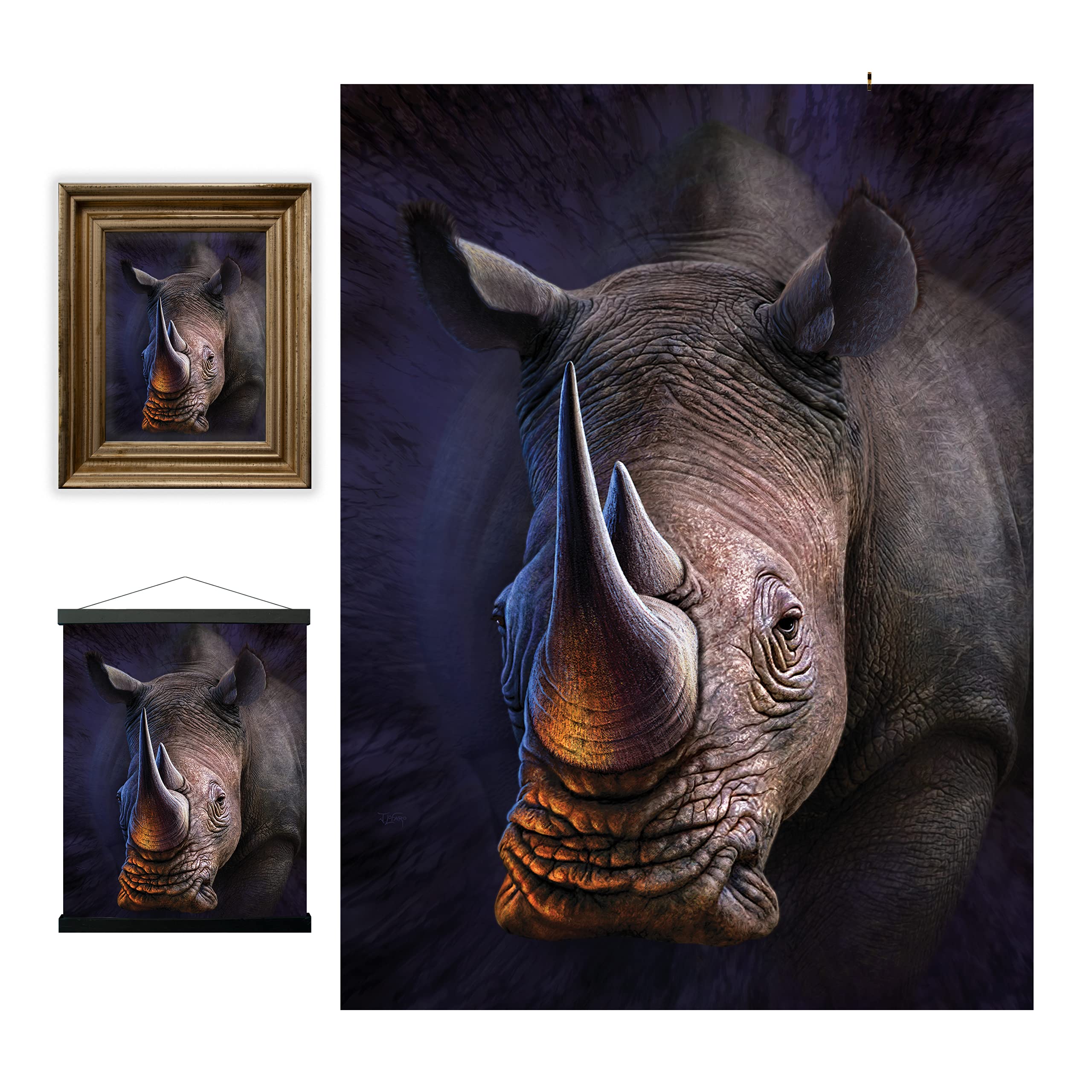3D LiveLife Lenticular Wall Art Prints - White Rhino from Deluxebase. Unframed 3D Safari Animal Poster. A perfect wall filler. Original artwork licensed from renowned artist, Jerry LoFaro