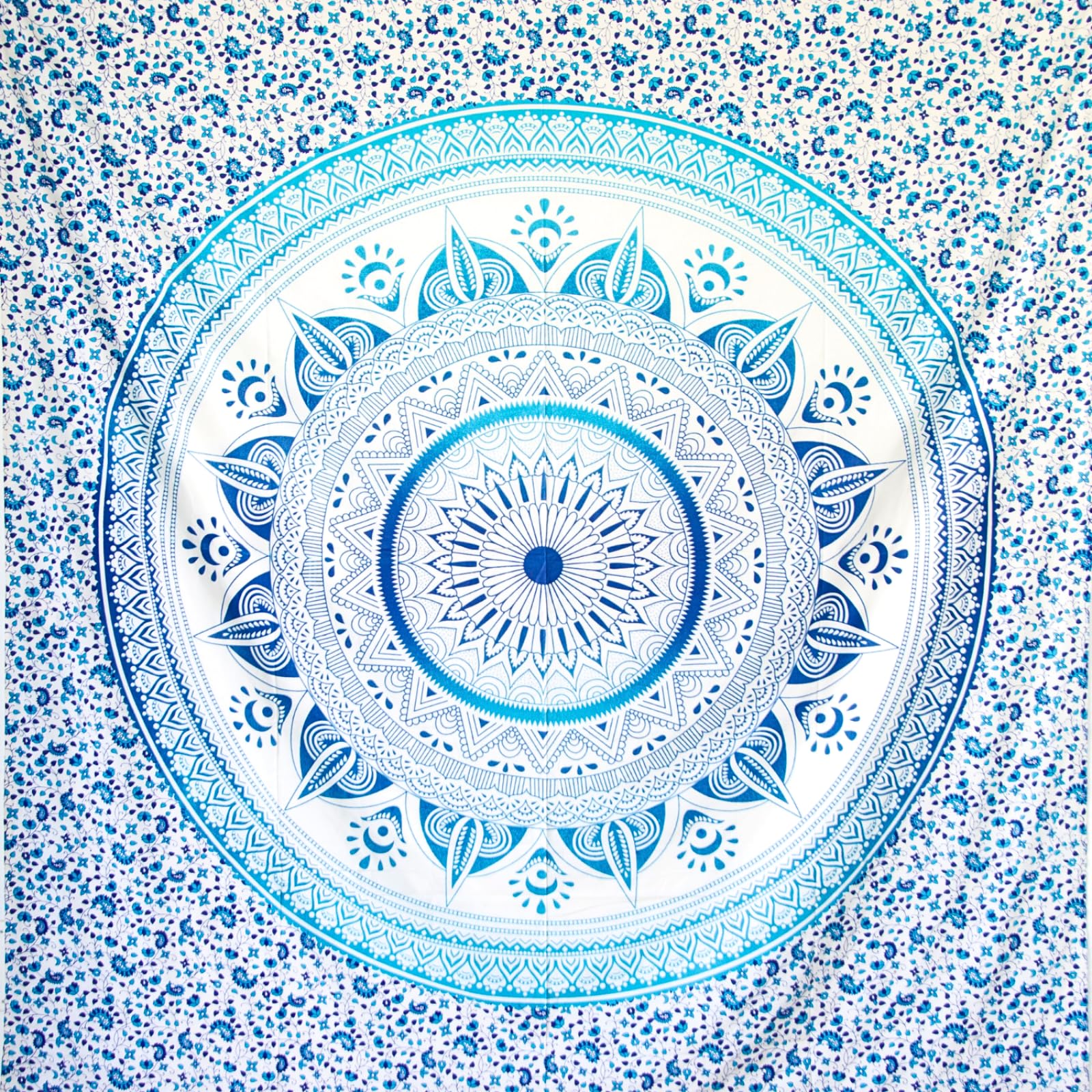 MOMOMUS Beach Towel in XL and XXL Sizes or Sandproof Beach Blanket - Mandala Design, Lightweight, Compact - Sandless Beach Mat, Extra Large Picnic Blanket for the Beach - Blue, 210X230 cm