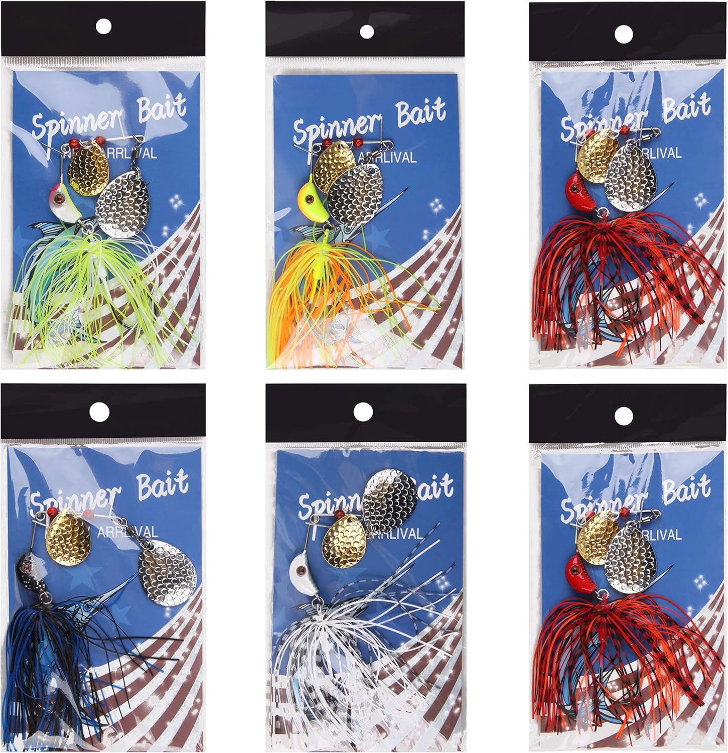 Spinnerbait Bass Fishing Lures Kit, 3/4oz Spinner Baits with Colorado Blades Multicolor Hard Metal Buzzbait Swimbait Jigs for Trout Walleye Pike Salmon Freshwater Saltwater Fishing : Sports & Outdoors