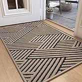 QiCaiJia Door Mat Indoor Outside Entrance 17"x30", Low-Profile Non Slip Outdoor Inside Doormat Entryway Mat, Dirt Resistant Absorbent Front Porch Welcome Entry Mats, Washable Easy Clean, Brown