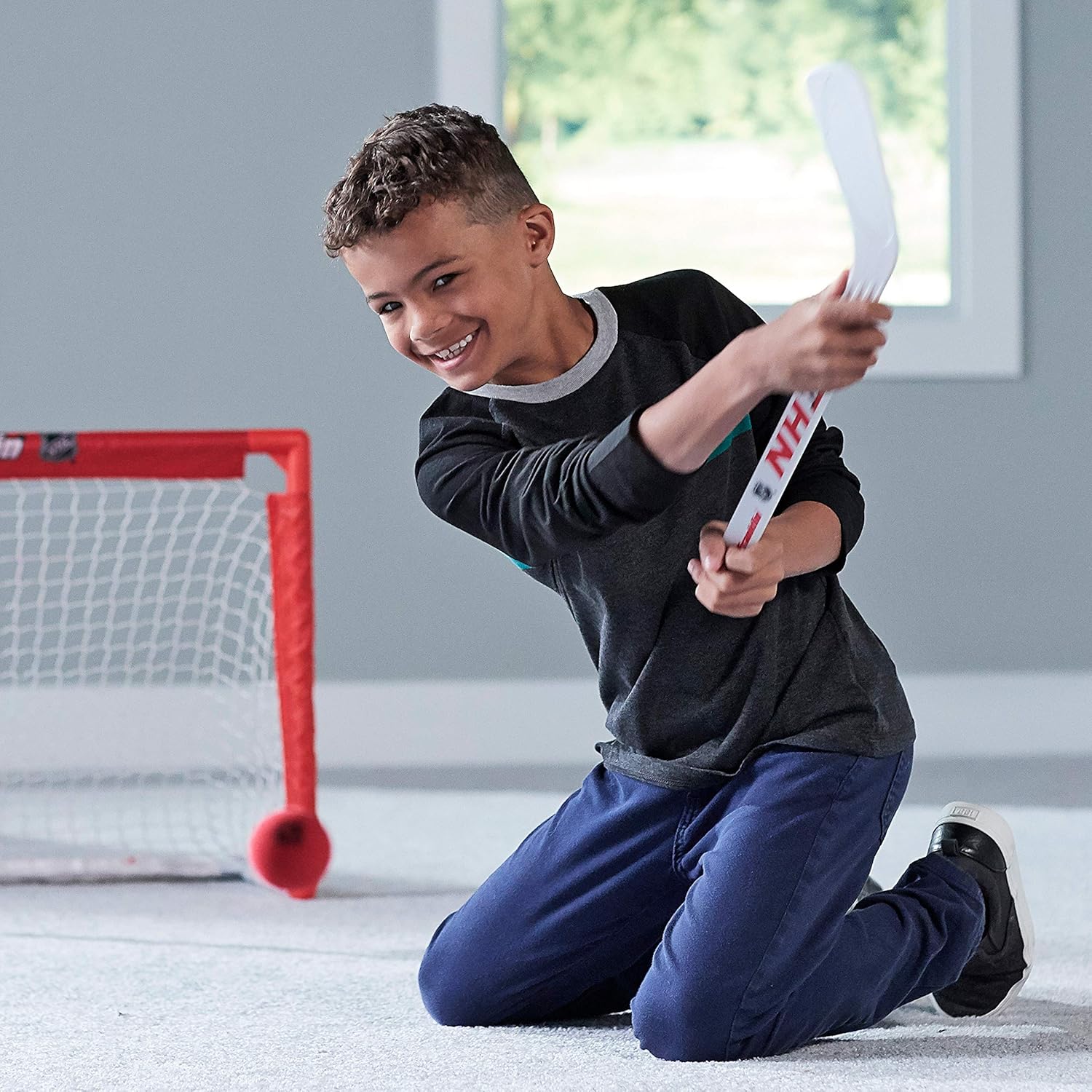 Franklin Sports Mini Hockey Stick and Ball Set - Play Knee Hockey Anytime - Kids Knee Hockey Set - Includes 2 Mini Sticks and 2 Foam Balls - NHL : Hockey Goals : Sports & Outdoors
