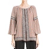 Max Studio Womens Long Sleeve Front Inverted Pleat Blouse