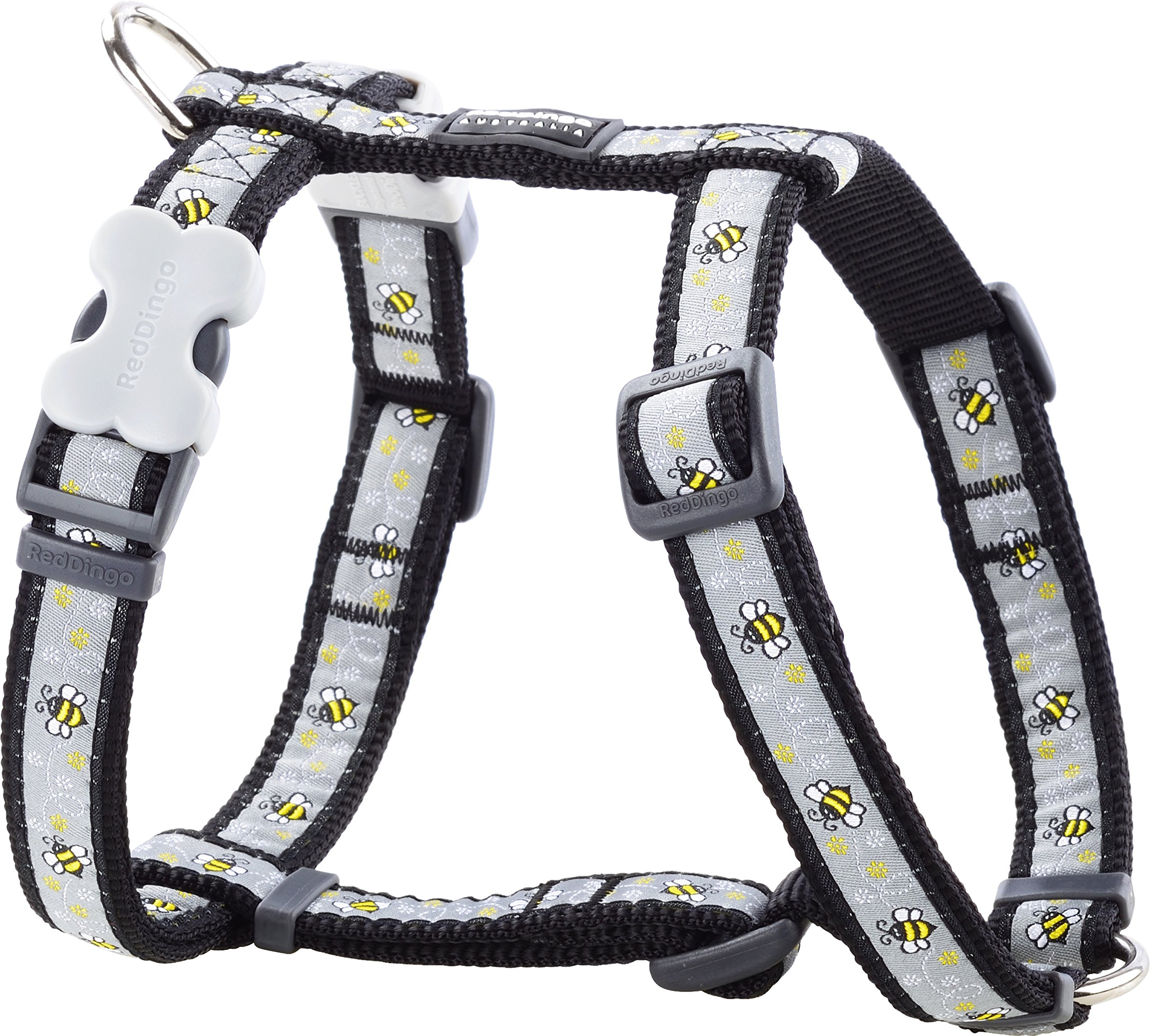 Red Dingo Classic Dog Harness Design, Bumble Bee Black, X-Small 12mm