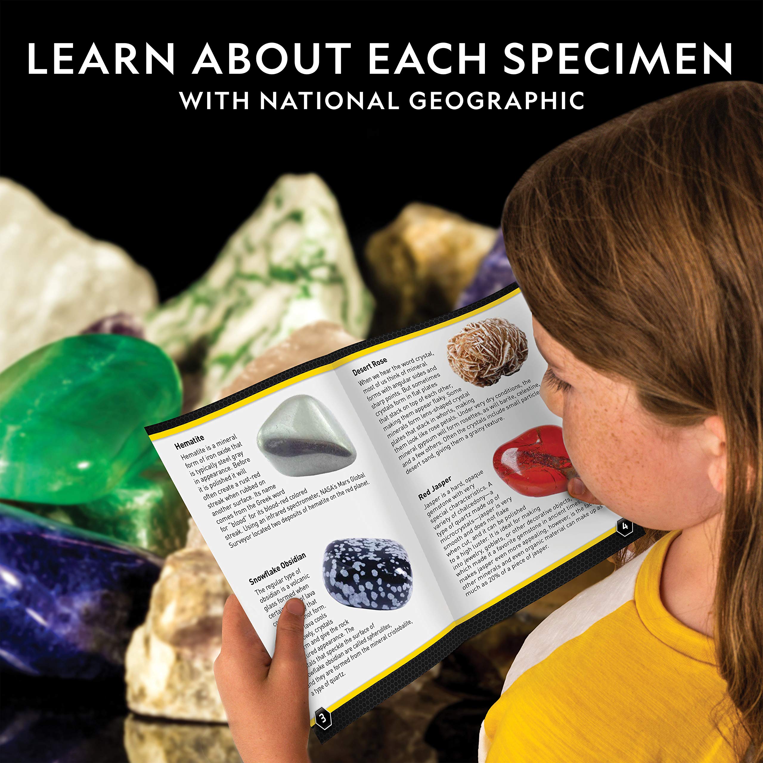 National Geographic Rocks & Mineral Collection - Rock Collection Box for Kids with 15 Gemstones and Crystals, Geology for Kids, Crystal Collection, Science Kit, Rock Gift (Amazon Exclusive)