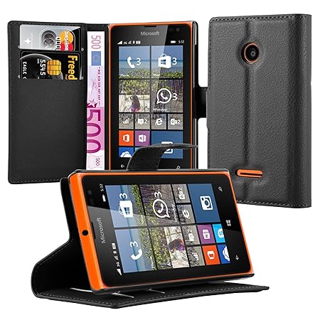 Cadorabo DE-102971 Nokia Lumia 532 Handyhülle mit Kartenfach und Standfunktion Case Cover Schutzhülle Etui Tasche Book Klapp 
