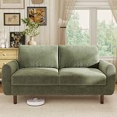 WorthFurni 68" Loveseat Sofa, Comfy Chenille Fabric Couches for Living Room with Spring Cushion and Solid Wood Frame, Modern Deep Seat Couch for Bedroom, Apartment, Office, Easy Assembly,Green