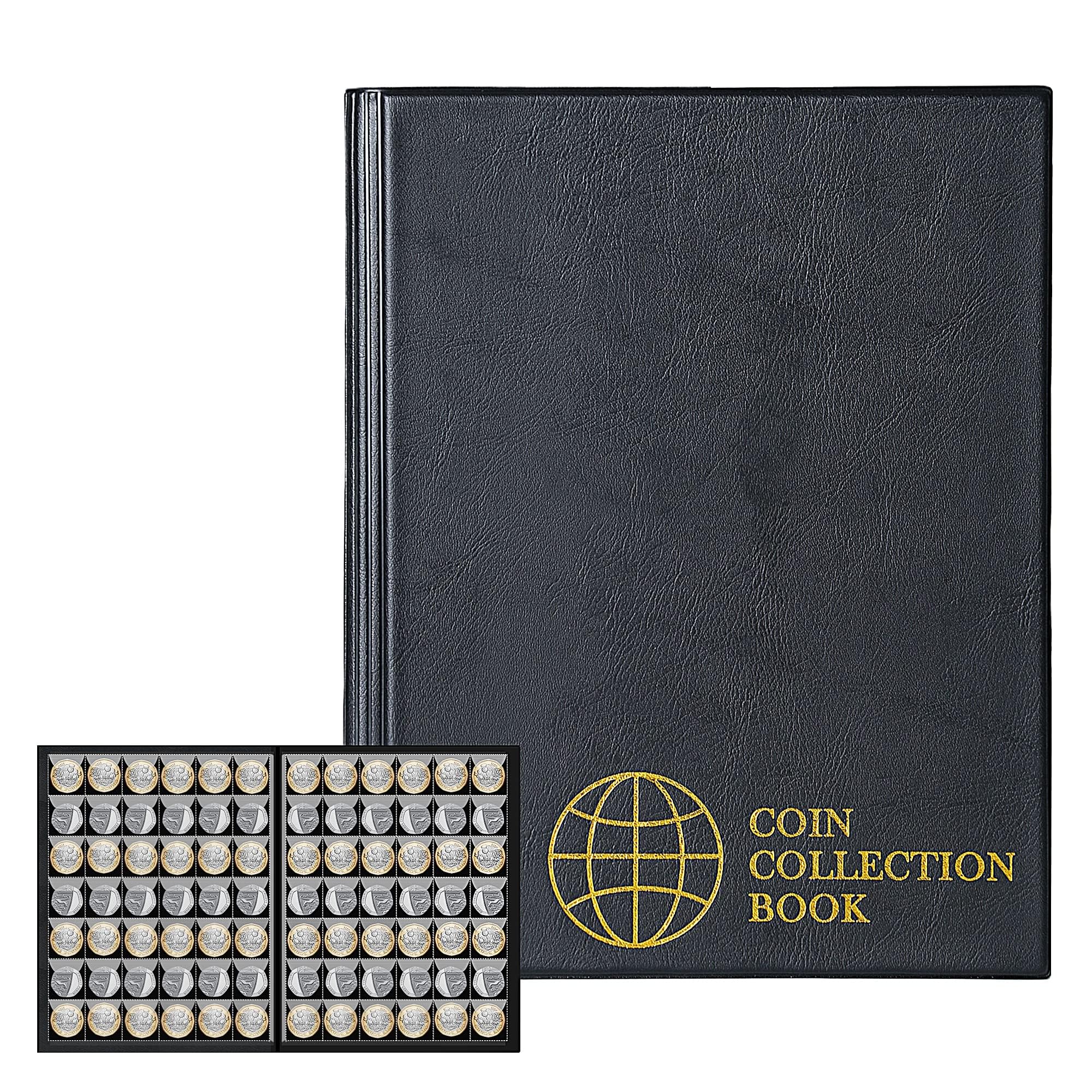 Uncle Paul 420 Pockets Coin Albums - 1.2x1.1 inch Grid Black Coin Book 10 Pages Coin Collection Holder Letter Size Coin Storage Book 3.0x2.8 cm Pocket CS0242BK
