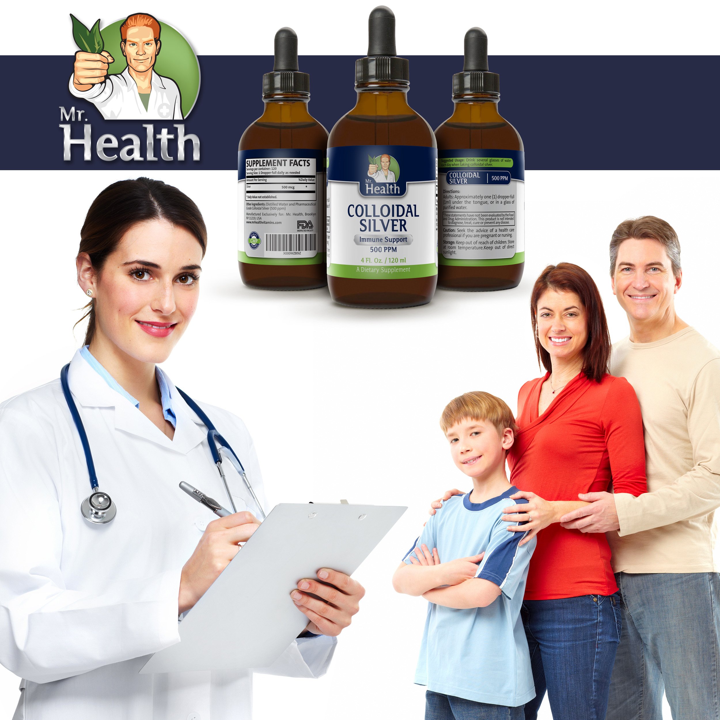 Mr. Health Colloidal Silver Dietary Mineral Supplement for Immune