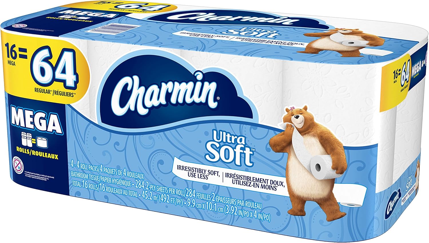 Charmin Ultra Soft Toilet Paper, 16 Mega Rolls (Equal to 64 Regular