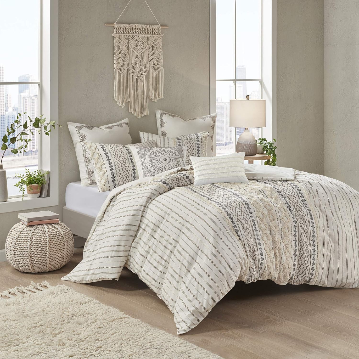 INK+IVY Imani Cotton Comforter Mini Set, Ivory: Furniture & Decor