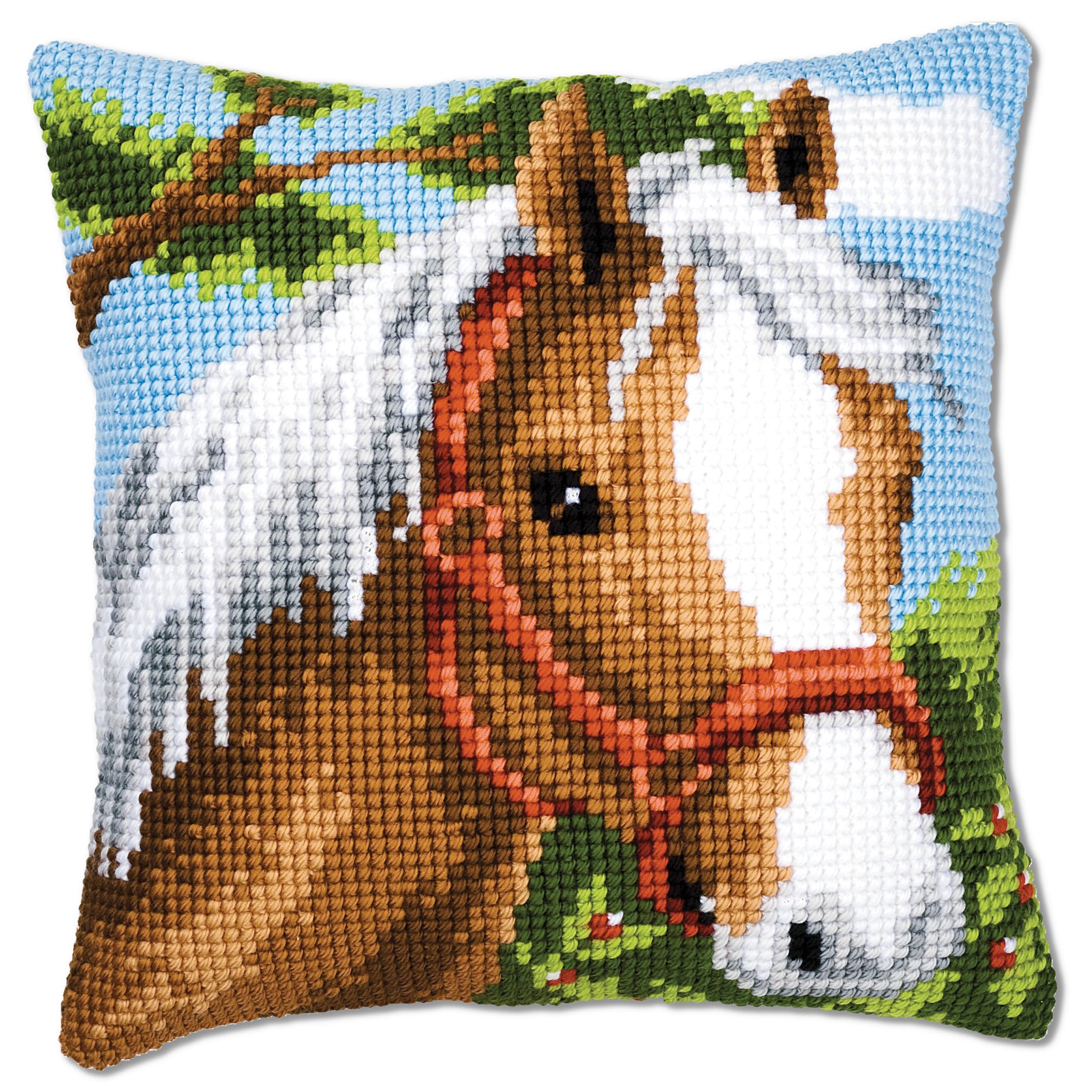 Vervaco Pony Cross Stitch Cushion, Multi-Colour