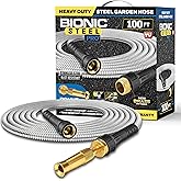 Bionic Steel PRO 100 Ft Garden Hose with Nozzle, Premium 304 Stainless Steel Metal Water Hose 100Ft Flexible Hose, Rust Proof, Lightweight, Heavy Duty, Crush Resistant Fittings, 500 PSI, 2025 Model