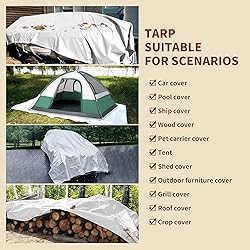 TARPAL 10'x20' White Tarp Waterproof 7.5
