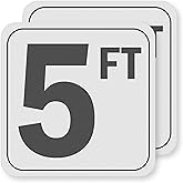 5FT Pool Depth Stickers (2 Pack), Anti-Slip Vinyl Markers - 6x6 Inches, Waterproof, Safety Number Signage for Swimming Pool Decks